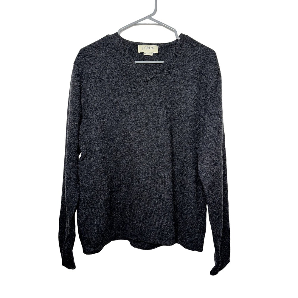 J. Crew 100% Lambs Wool V-Neck Long Sleeve Cardigan Sweater Dark Grey Size Large